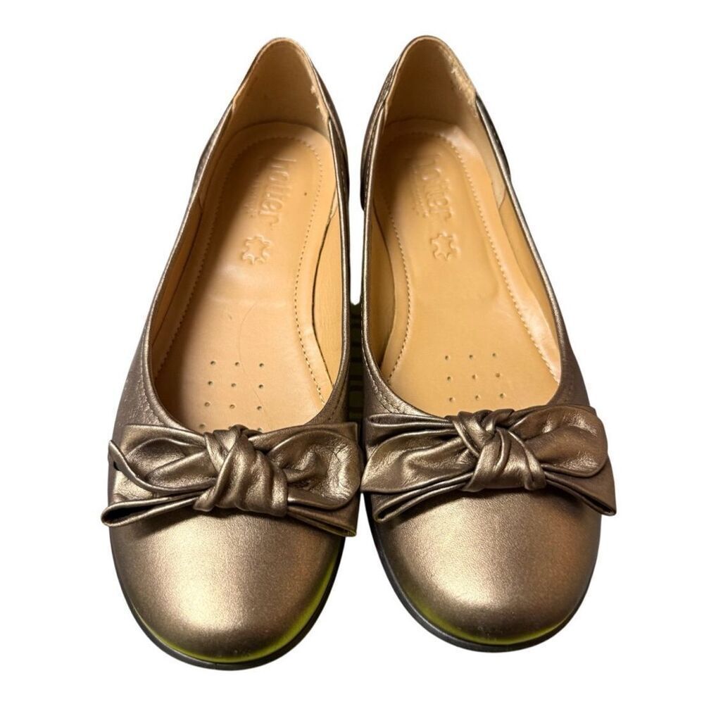 Hotter Shoes Jewel Ballerina Pumps Chocolate Bronze Sz. 8 Comfort Bow Detail